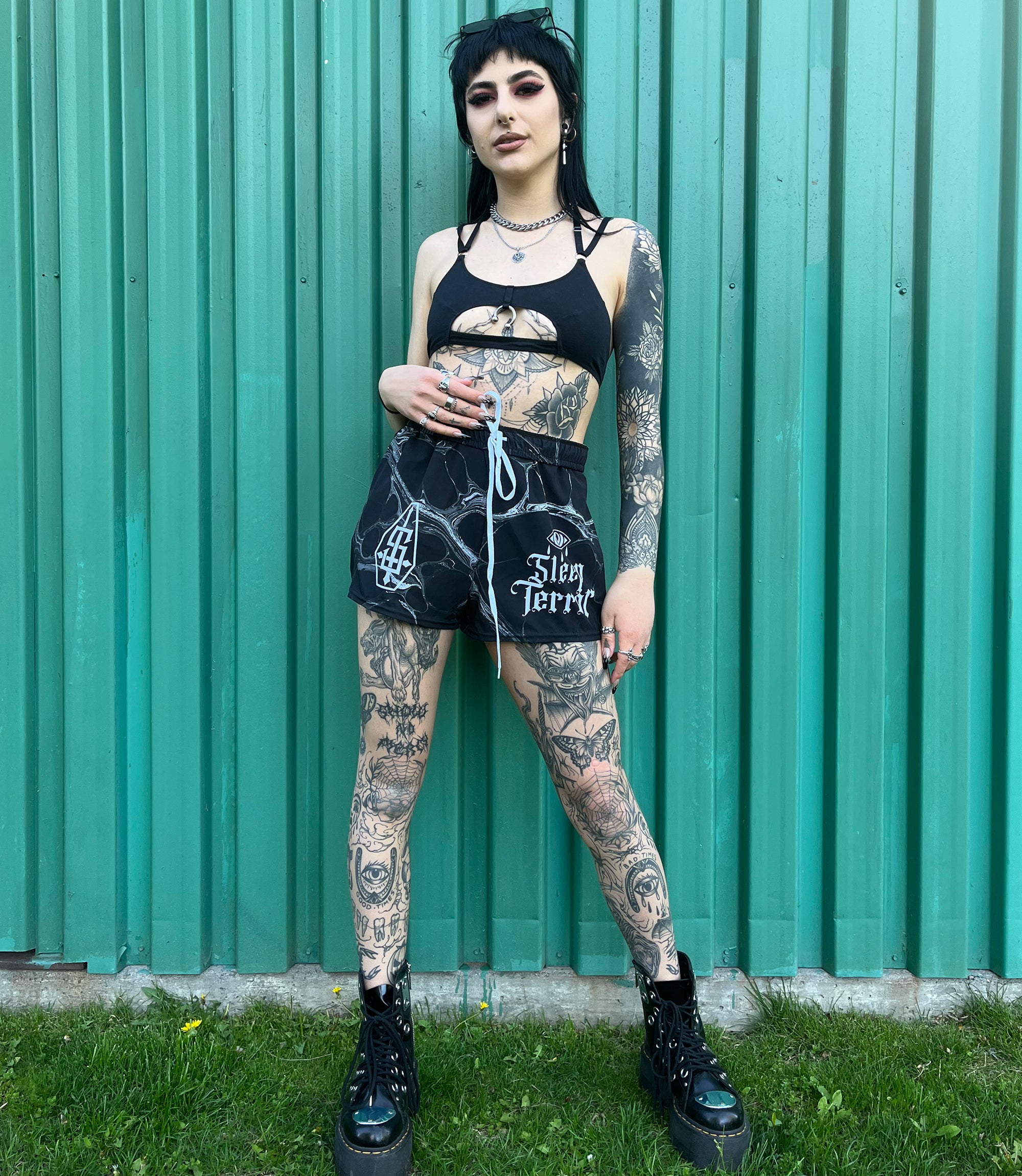 Black Acid Women's Gym Shorts